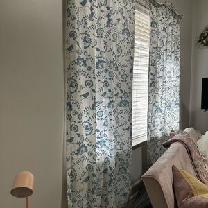 Hanna Andersson Blue and White Patterned Curtains